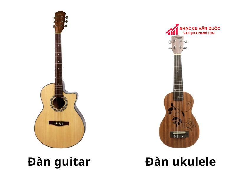 Phân biệt đàn ukulele và đàn guitar về kích thước